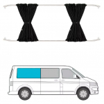 Furgono Kemperio Langų Užuolaidų Rinkiniai Saulės Žaliuzės &Scaron;oninės Vidurinės Galinės Durys Privatumui UV Apsauga Užuolaida VW Transporter T5 T6 T6.1 side black