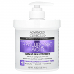 Advanced Clinicals, Hialurono rūg&scaron;tis, Momentinis odos drėkiklis, 16 uncijų (454 g) white