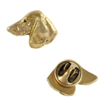 Dachshund I - Dog brooch in decorative box, elegant gold-plated pin, Art-Dog brand jacket pin beige