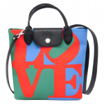 Longchamp X Robert Indiana Bendradarbiavimas Indiana Serija Meilės Mygtuko Užsegimas Drobės Ir Odos Peties Crossbody Tote Krep&scaron;ys Moteri&scaron;kos Rankinės 10227BBA545 Basic Set (Bag)
