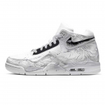 Nike Flight Legacy Plain Cloud Pattern Abrasion Resistant Slip Resistant Mid top Vintage Basketball Shoes Unisex BQ4212-101(Team1856-) 41 white