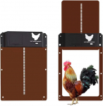 Automatinis &bdquo;Chicken Coop&ldquo; durų atidarytuvas su baterijomis maitinamas &scaron;viesos jutimo valdymas, vandeniui atsparus naminių gyvūnėlių sklendės priedai ABS namų vartų atnaujinimas ruda