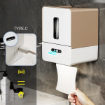 Indukcinio tualetinio popieriaus laikiklis Automatinė servetėlių dėžutė prie sienos montuojamas popieriaus dozatorius susukamas tualetinio popieriaus dėžutė Vonios kambario priedai ruda