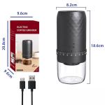 Ne&scaron;iojamas elektrinis kavos malūnėlis, įkraunamas, reguliuojami malimo nustatymai, namų naudojimui, &scaron;viežiai maltos kavos pupelės rankiniam paruo&scaron;imui Diamond pattern electric coffee grinder juoda