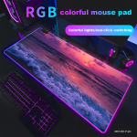 Paplūdimio saulėlydžio pelės kilimėlis Animacija Žaidimai Gražus RGB Žaidimų HD Žaidėjo LED &scaron;viesa XXL pelės kilimėliai PC kompiuterio kilimėlis Neslystantis Dekoras RGB600x300x3mm pink