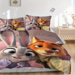 3 vnt. Gyvas Džudis ir Nikas Zootopijos spaudinio patalynės komplektas (1 užvalkalas + 2 pagalvių užvalkalai, be užpildo) 135x200cm