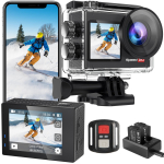 Hiicam Speed20 Veiksmo dėvima kamera Veiksmo 4K vaizdas Jutiklinis Dvi spalvos Vandeniui atspari iki 40M su vandeniui atsparia povandenine i&scaron;maniojo telefono programėle Platus HDMI 5x Nuotolinio valdymo pultelis