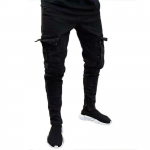 Mens Stretch Skinny Jeans Slim Fit Cargo Denim Pants Juodos ilgos kelnės S