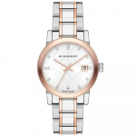 Burberry BU9127 Sidabrinis ciferblatas Dvi spalvos Moteri&scaron;kas laikrodis 34mm sidabras
