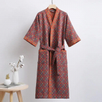 Pavasaris / vasara grynos medvilnės dvisluoksnės marlės chalatas i&scaron; plono dažyto audinio namų drabužiai Poros japoni&scaron;ko stiliaus kimono chalatas pižama M