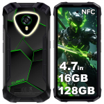 CUBOT Kingkong Mini 4 Android 15 Atsparus i&scaron;manusis telefonas 16GB+128GB, 4,7'' Ekranas, Stovyklavimo žibintuvėlis, 48MP+16MP, 4700mAh, 4G Dvi SIM kortelės/Veido ID/NFC/IP68/GPS žalia