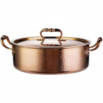 Naujas plaktuko ra&scaron;to nerūdijančio plieno trijų sluoksnių paauksuotas kar&scaron;tasis puodas su dangčiu (Skaidrios sriubos puodas, 304 plienas) 16cm Clear Soup Small Pot (No Lid) rožinio aukso spalvos