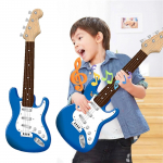 Vaikams skirta 4 stygų elektrinės gitaros instrumentas žaislas įkraunamas LED &scaron;viesa pradedančiojo ap&scaron;vietimo instrumentas berniuko mergaitės dovana beige