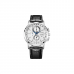 CITIZEN Eco-Drive serija Eco-Drive radijo bangomis valdomas baltas ciferblatas amžinasis kalendorius mechanizmas fotoelementas kvarcinis odinis dirželis vyri&scaron;kas laikrodis baltas ciferblatas AT8110-11A mėlyna