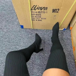 Moteri&scaron;ki auk&scaron;ti batai Rudens Žiemos Vir&scaron; kelių Batai Auk&scaron;tos kokybės Tamprios kojinės Batai Vakarėliui Seksualūs 9 cm Kulnas Moteri&scaron;ki batai Botas Mujer 36