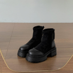 Vintažiniai Platforminiai Stori Padai Moteri&scaron;ki Ankle Boots Dizainas Užtrauktukai Gale Batai Ruduo Žiema Liekni Auk&scaron;tį Didinantys Trumpi Botas 35 juoda