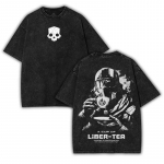 Helldivers 2 'Laisvės arbatos puodelis' Priekinė ir galinė pusės T-shirt Dydis Oversize Unisex S įvairiaspalvis
