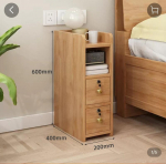 Kietmedžio užrakinamas naktinis staliukas, kompakti&scaron;ka plona naktinė spintelė, modernus minimalistinis laikymo organizatorius, siauro tarpo miegamojo baldai
