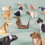 50 vnt. Kūrybi&scaron;ki &bdquo;Pasidaryk pats&ldquo; popieriniai katės, origami popierius, rankų darbo popierinės katės, &scaron;unys, dinozaurai, linksmas menas ir amatai, gyvūnų lankstymo rinkinys