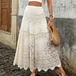 Vasarinės nėriniuotos gėlių paplūdimio suknelės moterims A formos ilga suknelė ilga nerta boho laisva suknelė paplūdimio atostogų drabužiams One Size