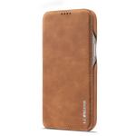 Odinė atlenkiama piniginė telefono dėklas, skirta iPhone 17 16 Pro Max Air 14 15 13 12 Mini 11 Pro XS Max XR 8 7 Plus SE, su kortelių angomis, knygos tipo krep&scaron;ys iPhone 12Mini 13Mini ruda
