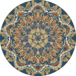 Retro bohemi&scaron;kas apvalus kilimas su mandalos gėlių ra&scaron;tu &ndash; Mink&scaron;tas prabangus grindų kilimėlis svetainei miegamojo dekoravimui Diameter 100cm(39in)