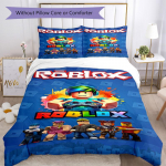 Roblox Patalynės Komplektas Kvėpuojantis Antklodės Užvalkalas su Pagalvių Užvalkalais Dekoratyvinė Lovatiesė Miegamajam Namų Dekoras Gimtadienio Dovana 135cmx200cm