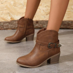 Didelio dydžio moteri&scaron;ki ankle boots Rudens/Žiemos Nauji Retro Vakarų Kauboji&scaron;ki Batai Madinga Sagtis Kvadratinis Kulnas &Scaron;oninis Užtrauktukas Trumpi Batai 38 brown