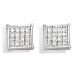 Les Tr&eacute;sors De Lily [L4661] - Boucles Argent 'Sissi' blanc argent&eacute; (rhodi&eacute;) - 6x6 mm