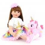 BZDOLL 60 cm gyvą atgimusi lėlė 24 colių gyva princesė su vienaragio audinio kūnu Realisti&scaron;ka Bebe mergaitės gimtadienio dovana