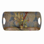 Les Tr&eacute;sors De Lily [A1375] - Plateau &agrave; cake m&eacute;lamine 'Vincent Van Gogh' Vase avec Gla&iuml;euls - 40. 5x20 cm pilka