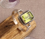 Peridoto 925 sidabro žiedas su vientisu akmeniu, žiedas su įspūdingu brangakmeniu, nuotakos žiedas, dovana Kalėdoms, maždaug 4,35 g 5
