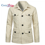 Cozy Up Vintažinės kelios ki&scaron;enės Vyri&scaron;kos striukės Paltas Lauko Kempingas Krovinių Karinis Chaquetas Didelio dydžio vyri&scaron;ki drabužiai L smėlis