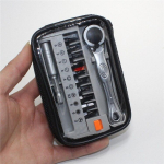 12 vnt. mini reketinis veržliaraktis uždaryti ketvirtį reguliuojamo veržliarakčio reketinio atsuktuvo antgalių rinkinys su 1/4 pavaros įrankių rinkiniais Screwdriver set juoda