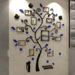 Happy Tree nuotraukų rėmelis Medis 3D lipdukas Nuotraukų siena Svetainė Miegamasis &Scaron;iltas paveikslėlio medžio lipdukas Kūrybi&scaron;kas namų dekoravimas L tamsiai violetine spalva