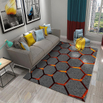 Juodas 3D korio kilimas Abstraktus geometrinis kilimėlis paaugliams Erdvinės geometrijos meno kilimėliai Miegamojo Svetainės erdvės dekoro grindų kilimėlis 100cmx120cm