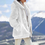 Moteri&scaron;kos dirbtinio kailio striukės Laisvos poros paltai rudens žiemos užtrauktuko dizainas vir&scaron;utiniai drabužiai Vienspalviai &scaron;ilti gobtuvai Patogus paltas Didelio dydžio XS-5XL XXXXXL balta