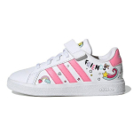 Disney x adidas Grand Court J Minnie Mouse vaiki&scaron;ki sportbačiai, balti debesų-balti Bliss-rožiniai GY6629 28