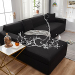 Neper&scaron;lampami sofos užvalkalai Vienspalviai kampiniai sofos užvalkalai Elastingi sofos užvalkalai Svetainės sofos rinkinys naminiams gyvūnėliams vaikams 3 seater 185-230cm juoda