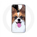 Coque pour Huawei P8 Lite 2017 &Eacute;pagneul nain continental papillon Chiot Blanc et marron