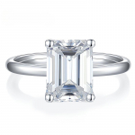 2ct Moissanite žiedas Smaragdo pjūvio deimantas S925 sterlingų sidabro vestuvinis žiedas Sužadėtuvių žiedai Dovana moterims Sertifikuotas 5