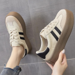 Retro moteri&scaron;ki batai su storu dugnu, sportiniai balti batai 40 smėlis