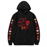 Hazbin Hotel Anime Hoodies rudens ilgomis rankovėmis unisex Harajuku megztiniai Streetwear grafiniai drabužiai megztiniai XS juoda