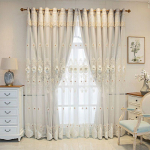 Namų dekoras Dvisluoksnės tamsios užuolaidos svetainei Europos reljefinės gėlės perlais i&scaron;siuvinėtos tiulio užuolaidos 2PC W280cm x L270cm