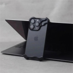 Prabangus netaisyklingo aliuminio lydinio buferio telefono dėklas, skirtas iPhone 12 13 14 15Pro Max Plus objektyvo plėvelės apsaugai metalinis smūgiams atsparus dangtelis iPhone 14 Plus