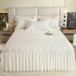 Auk&scaron;tesnės kokybės odai nekenksmingas &scaron;lifuotas lovos sijonas, viengubas laminuotas medvilninis lovos sijono užvalkalas, viengubas ir dvigubas raukinamas lovos užvalkalas bed skirt 200x220cm