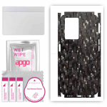 apgo Protective Skin Sticker for the back+sides compatible with Oppo A77 4G, Full Wrap Film, Foil, Vinyl - Pattern Carbon Black Pixel