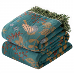 &bdquo;Boho Throw&ldquo; antklodė lovai, 100 % medvilnė, itin mink&scaron;ta antklodė pauk&scaron;čių gėlėmis margintos didelės lovos antklodės, viso sezono kaimi&scaron;kas antklodės sofos sofos kėdei 150x200cm