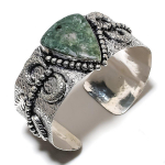 Ruby Fuchsite Lab-Created Handmade 925 Sterling Silver Cuff Bangle o3g47