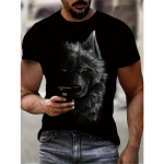 Grafi&scaron;kas &bdquo;Wolf Print&ldquo; vyri&scaron;kas kūrybinis vir&scaron;us, laisvalaikis, trumpomis rankovėmis, &scaron;iek tiek tamprus mar&scaron;kinėliai, skirti vasarai lauke 6XL